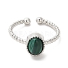 Natural Malachite Open Cuff Ring RJEW-M166-04P-E-1-2