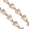 Brass Glass Teardrop Link Chain Bracelet Making AJEW-JB01646-3