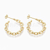 Semicircular Brass Cross Chain Stud Earrings EJEW-N015-02-2