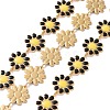 304 Stainless Steel Daisy Flower Link Chains with Enamel AJEW-J035-03G-12-1