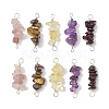 10Pcs 5 Styles Constellation Natural Garnet & Rose Quartz & Tiger Eye & Amethyst & Strawberry Quartz Copper Wire Wrapped Chip Beaded Connector Charms PALLOY-JF02905-11-1