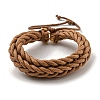 Adjustable PU Leather Cords Braided Double Layer Multi-strand Bracelets BJEW-F468-16-2