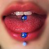 304 Stainless Steel with Acrylic Round Ball Straight Barbell Tongue Rings FS-WG99CB2-09-1