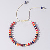 Adjustable Retro Boho Vintage Square Dyed Natural Imperial Jasper Braided Bead Bracelets for Women Men RP7679-3-1