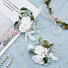 CRASPIRE 2Pcs 2 Style Silk Cloth Rose Flower Boutonniere Brooch & Wrist Corsage AJEW-CP0001-54-7
