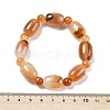 Natural Agate Bead Stretch Bracelets G-P570-01A-5
