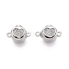 Brass Micro Pave Clear Cubic Zirconia Box Clasps KK-Q074-08P-1