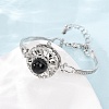 Rotating Sun Natural Obsidian Link Bracelets GG-CBA0251-11P-10-2
