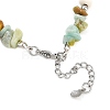 Dyed Synthetic Turquoise Starfish & Natural Flower Amazonite Chip Beaded Anklets with 304 Stainless Steel End Chains AJEW-AN00733-03-5