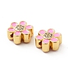 Flower Brass Micro Pave Clear Cubic Zirconia Beads KK-G419-06G-05-3