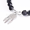 Natural Black Agate(Dyed & Heated) Beads Charm Bracelets BJEW-O162-D01-2