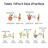 10Pcs 5 Styles Brass Charms KK-CJ0001-73-2