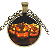 Halloween Theme Glass Pendant Necklaces NJEW-J057-B937-AB-1