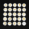 Brass Elder Futhark Alphabet Engraved Symbol Flat Round Natural Howlite Rune Stones G-I373-01F-1
