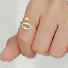 Cubic Zirconia Horse Eye Open Cuff Rings for Women RJEW-F148-01G-2