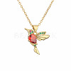 Brass Pave Cubic Zirconia Little Bird Pendant Necklaces FS-WG89328-02-2