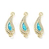 Rack Plating Brass Micro Pave Clear Cubic Zirconia Connector Charms KK-C041-30G-1