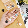 CRASPIRE 8Pcs 4 Colors Halloween Ghost Colorful Flower Alloy Enamel Pendant Decorations HJEW-CP0001-07-3