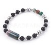 Natural Mixed Gemstone and Black Agate(Dyed) Beads Stretch Bracelets BJEW-JB04010-2