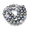 Electroplated Crackle Glass Beads Strands EGLA-N014-10mm-06-2
