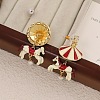 Carousel Brass Enamel Dangle Stud Earrings FS-WGBCA8C-01-2