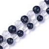 Natural Black Agate and Frosted Quartz Crystal Beads Strands G-I225-01-8mm-1