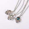 Tibetan Style Gemstone Palm Pendant Necklaces NJEW-JN00958-1