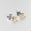 Lady's 304 Stainless Steel Pave Cubic Zirconia Star Ear Studs X-EJEW-L094-8mm-05-2