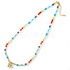 Beach Colorful Glass Beaded Alloy Heart Pendant Necklaces for Women LS-NM2683-2
