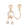 Rack Plating Moon & Star Brass Clear Cubic Zirconia European Safety Chains KK-F879-24G-1