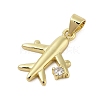 Plane Rack Plating Brass Micro Pave Cubic Zirconia Pendants KK-Z074-20G-2