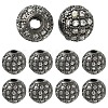 10Pcs Round Brass Micro Pave Cubic Zirconia Beads ZIRC-YW0001-26B-1