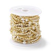 Brass Cubic Zirconia Link Chains with Shell Pearl CHS-P016-17G-4