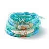 Round Stone & Polymer Clay Heishi Beads Stretch Bracelets Sets BJEW-JB07436-1