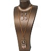 Bohemian Style Alloy & Wood & Synthetic Turquoise Pendant Necklaces & Dangle Earrings Sets WG14320-02-3