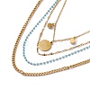 Synthetic Turquoise Sun Pendant Multi Layered Necklace with Plastic Beaded NJEW-P269-18B-G-3