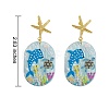 4 Pairs 4 Styles Epoxy Resin(with Dried Flower inside) & Cellulose Acetate(Resin) Dangle Stud Earring Sets EJEW-SZ0001-33-2
