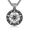 Star Stainless Steel Rhinestone Pendant Necklaces for Men PW-WG30879-04-1