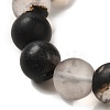 12.5mm Round Black Watermelon Stone Glass Braided Bead Bracelets for Women Men BJEW-C060-01O-2