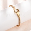 304 Stainless Steel Twisted Rope Cuff Bangles with S Clasps for Women SA-CBA2192-02G-1