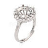 Rack Plating Round Brass Micro Pave Cubic Zirconia Adjustable Ring Components KK-Q819-05P-1