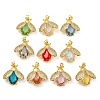 Rack Plating Brass Micro Pave Clear Cubic Zirconia Pendants ZIRC-L100-150G-1