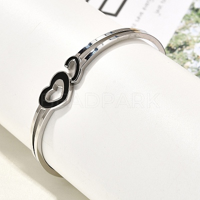 304 Stainless Steel Hinged Bangles for Women BJEW-F474-37P-01-1