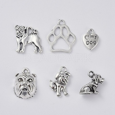 Tibetan Style Alloy Puppy Pendants TIBEP-X0185-78-1