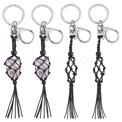 4Pcs Macrame Fringe Braided Keychain AJEW-SW00014-05-1
