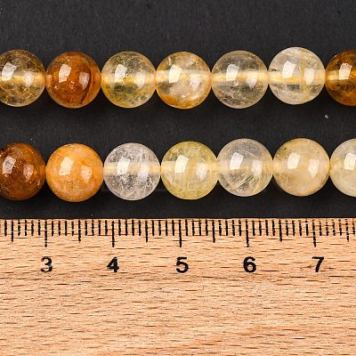 Natural Yellow Hematoid Quartz Round Beads Strands X-G-F266-09-8mm-1