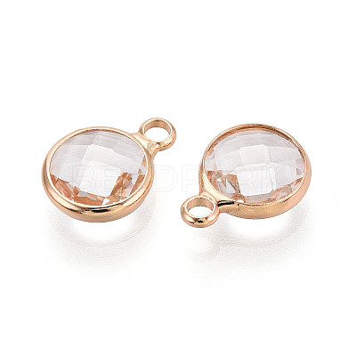Golden Tone Brass Glass Charms GLAA-ZX008-24E-G-1
