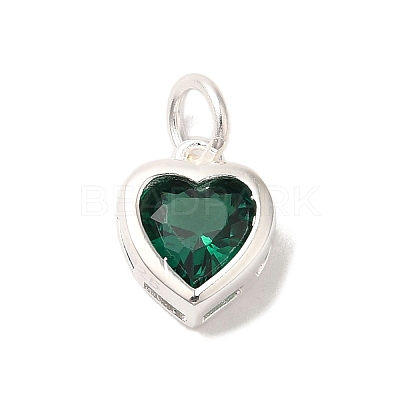 925 Sterling Silver Cubic Zirconia Heart Charms with Jump Rings FIND-U013-10S-01-1
