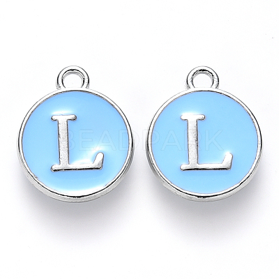 Platinum Plated Alloy Enamel Charms X-ENAM-S118-04L-P-1