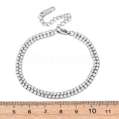 304 Stainless Steel Rhinestone Cup Chain Bracelets BJEW-P376-01P-1